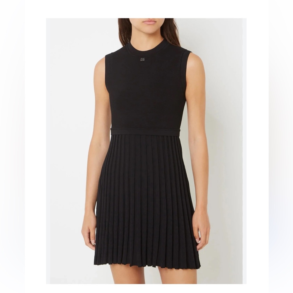 Sandro Black Pleated Mini Dress